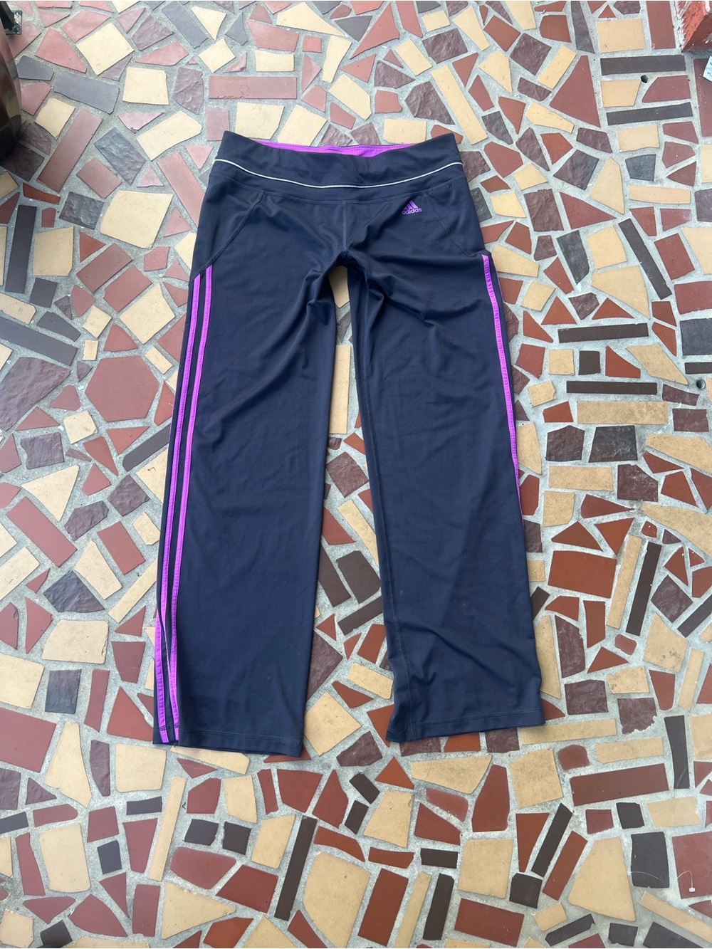 adidas Black pants with Purple Side Stripes